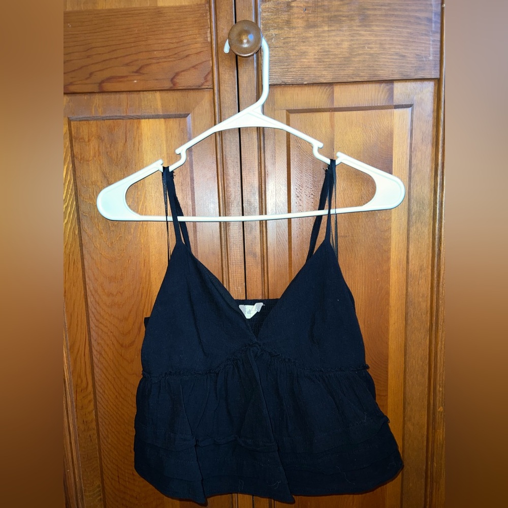 Altar’d State Ruffle Black Tank Top